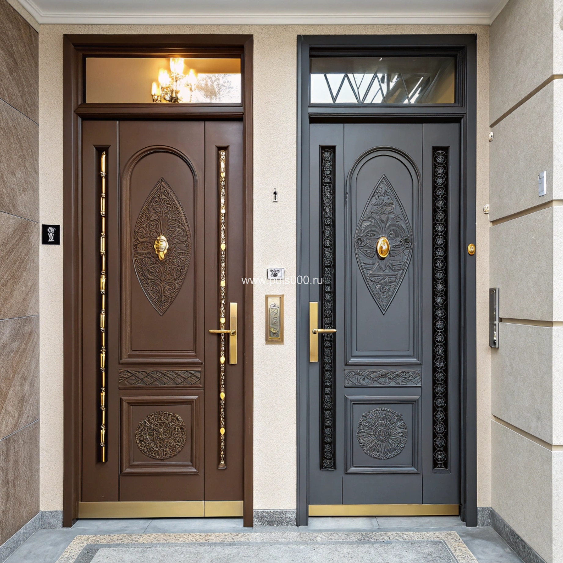 Металлическая входная дверь в частный дом коричневого цвета, цена 12 150  руб.